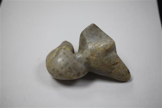 A rare Chinese archaic white and yellow jade ornament, probably Eastern Zhou dynasty, (2)